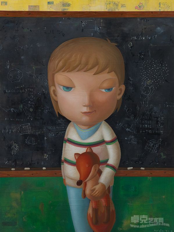 黑板,121x91cm,oil & collage on canvas,2013