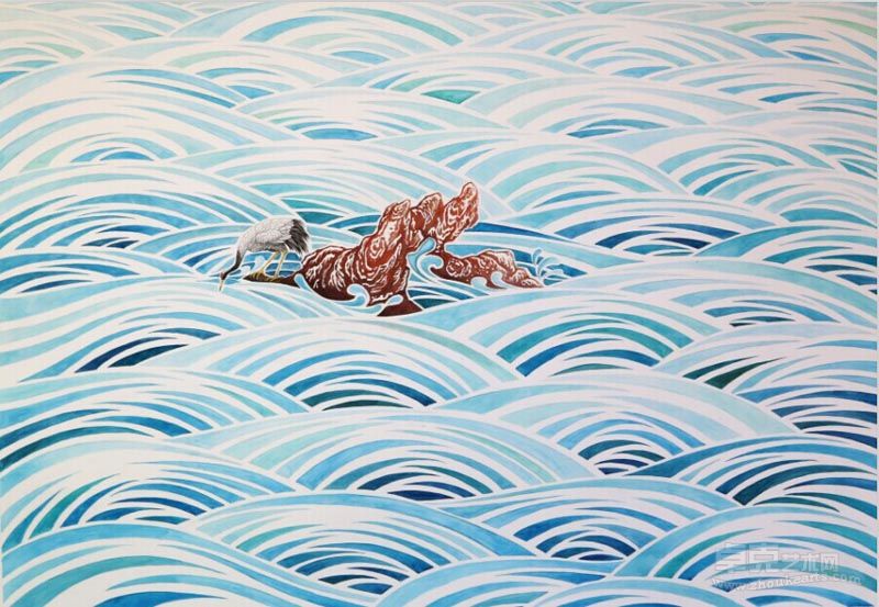 何子健    Be water,my friend NO.2    73×110cm    纸本水彩    2014