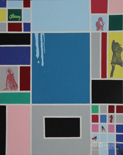 格子中的爱 8号 布面丙烯 80x100cm  2011 王阔阔