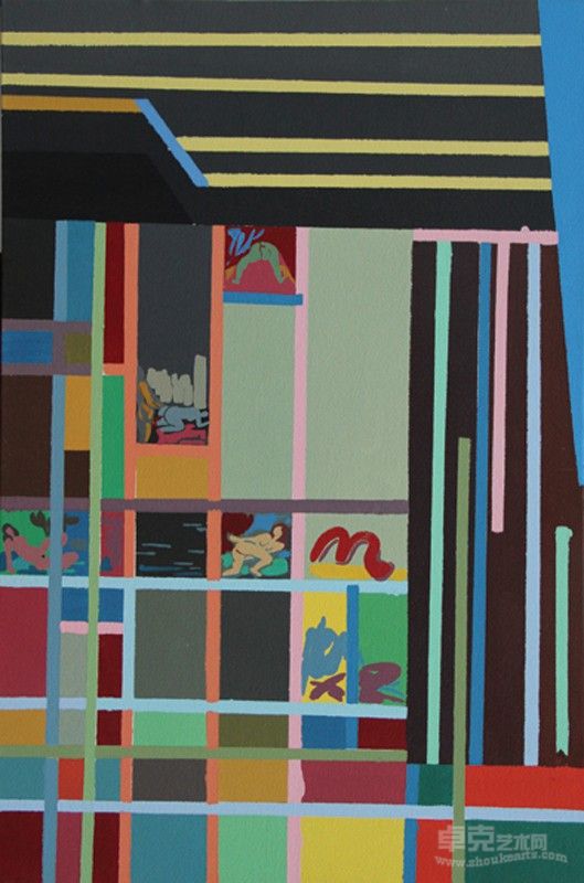 格子中的爱 2号 布面丙烯 60x90cm  2011 王阔阔
