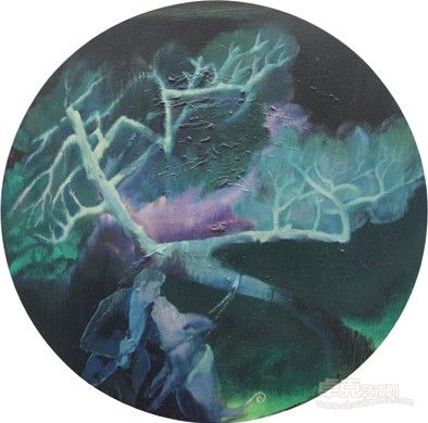 支点 2布面油画 直径60cm 2014 田新亮