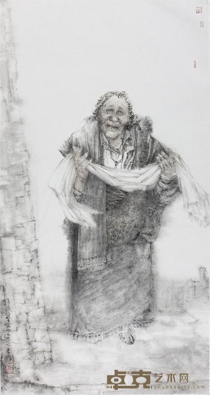 走向圣殿 张文来 199×104.5cm 2008年 纸本水墨 2008