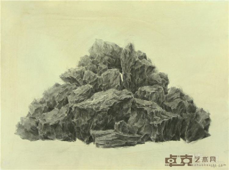 石博文-《叠石成山 No.1》-56x76cm-纸本 综合材料 -2015