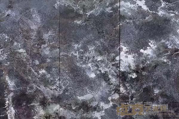 暗夜松烟    布面油画    300 × 150cm×3      2015