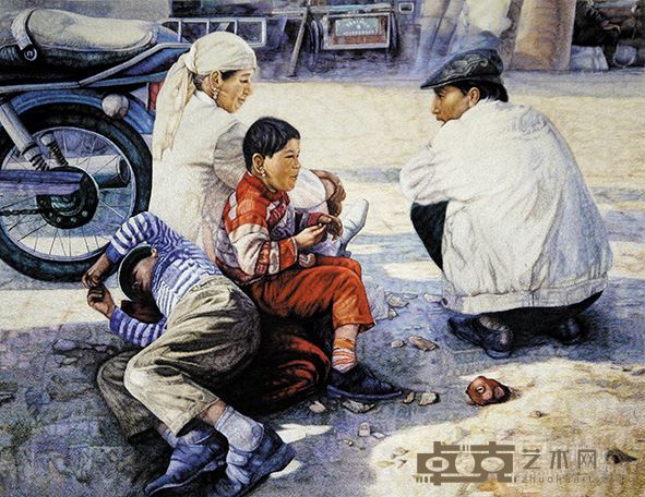 乱针绣《喀什噶尔之秋—赶巴扎》（孙燕云）