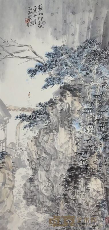 苏州印象 34x69cm 纸本水墨