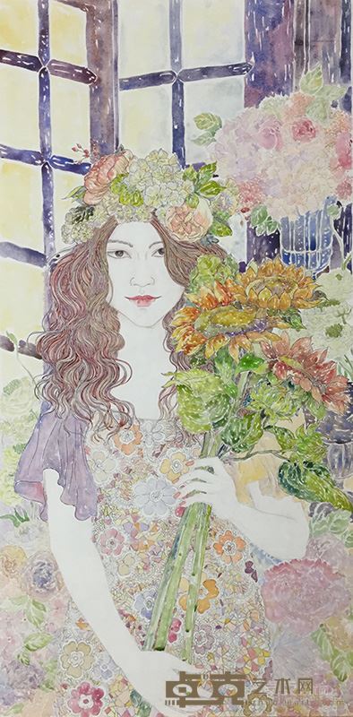 汤雪村《心花记之一》80×40cm纸本设色2015