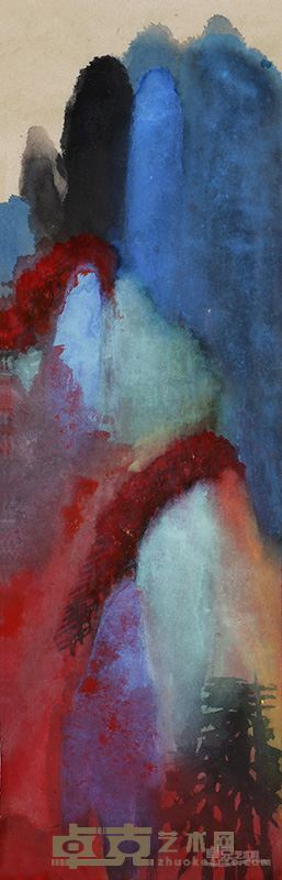 李天池《泼彩山水》78×33cm纸本水墨2015