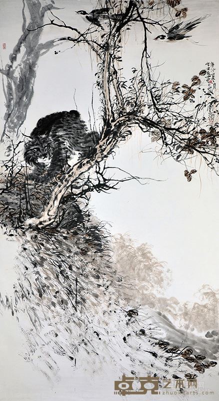 杜斌《鸟鸣林幽》200×110cm纸本水墨2011