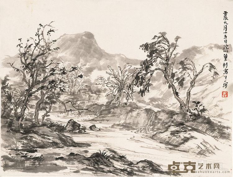安一辉《篁村写生》34×45cm纸本水墨2012