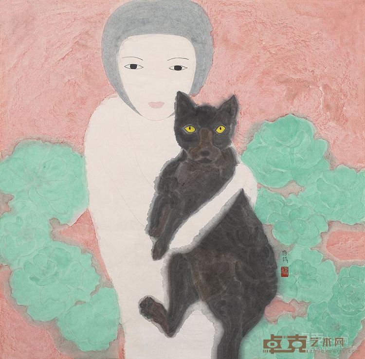 段革新《成熟的温柔》69×69cm纸本设色2015
