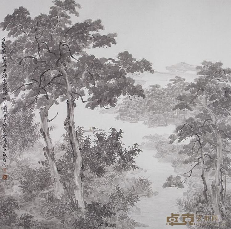 谭雷鸣《远山笼宿雾》68.5×69.5cm纸本水墨2014