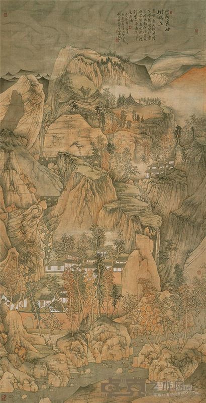 张南山作品《山浮远岫树林立》