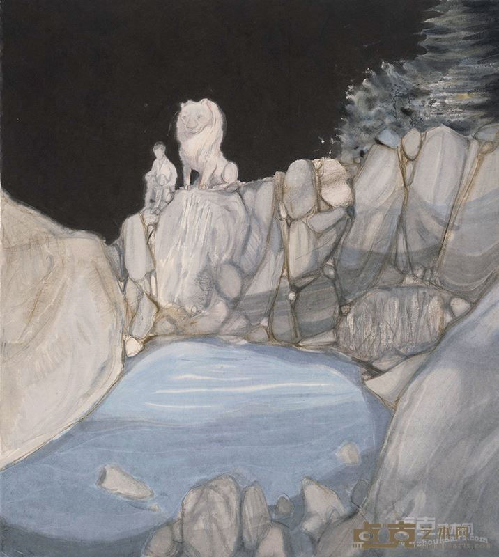 党震  夜曲之二  纸本设色  143x127.5cm  2015