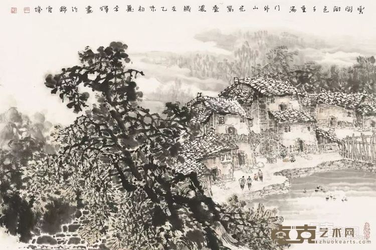 李晖  云间树色 45cm×68cm 中国画