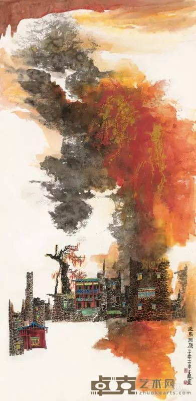 叶瑞琨  过马尔康 66cm×134cm 中国画