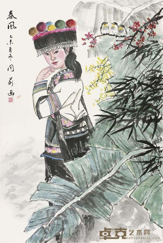 周莉 国画《春风》104X69cm