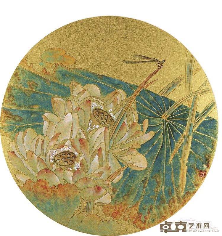 张启金 国画《春》 直径33cm