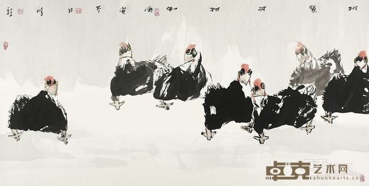 王鹏程 国画《相知图》138X66cm