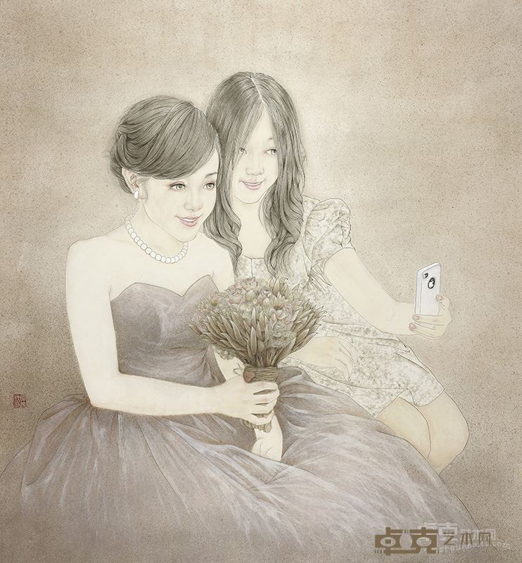谭燕秋 纸本工笔 《美好记忆》90X83cm