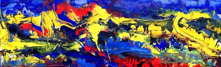 郑浩 《种辣椒的山2》布面丙烯 32X71cm