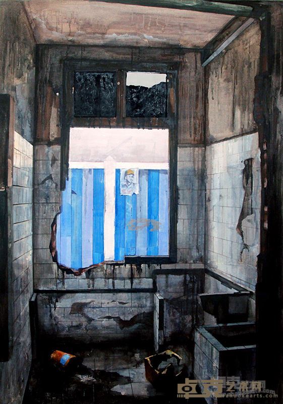 曹珩 《残留记忆图九》 布面丙烯综合材料 140×100cm 2014