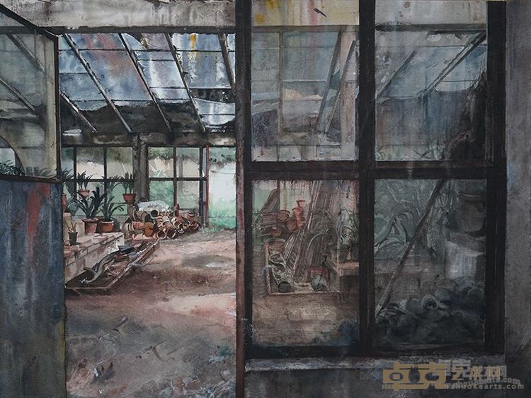 张明明《花房•朽》53.5×71cm 水彩 2015年