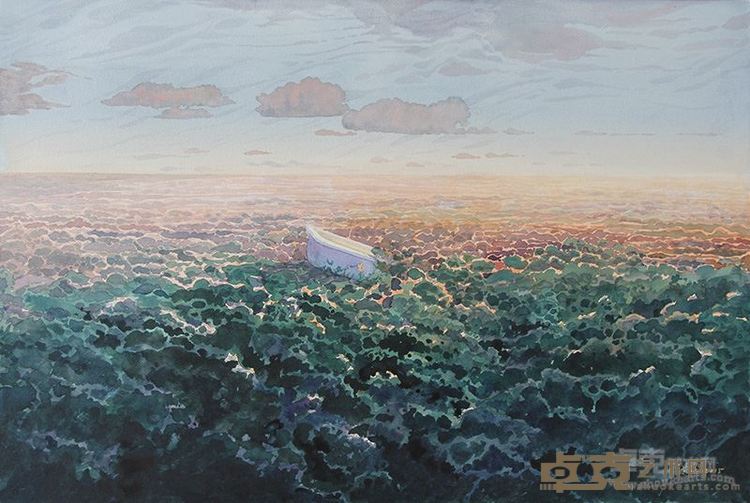 王洪云 《浴~晨 》57X75cm 纸本水彩 2015