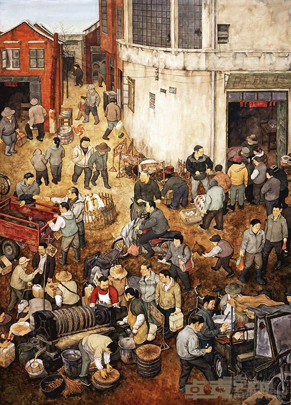 苏军权《日出而作-榨油》110x80cm