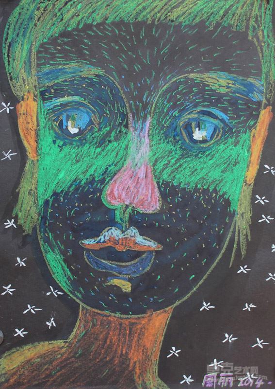 冰雪的心_51×36cm_卡纸 水彩,墨汁,蜡笔_2014