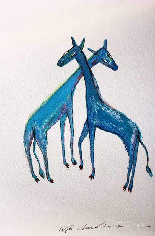 伙伴_36×26cm_康颂阿诗手工水彩纸,水彩,墨汁_2014