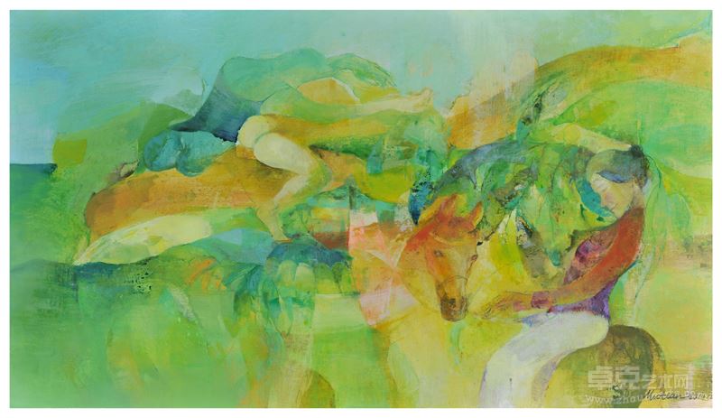 梦中骑马的女子，布面油画，180cm.100cm2014