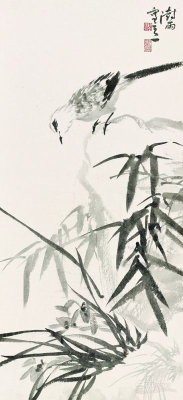 水墨花鸟屏2  纸本水墨