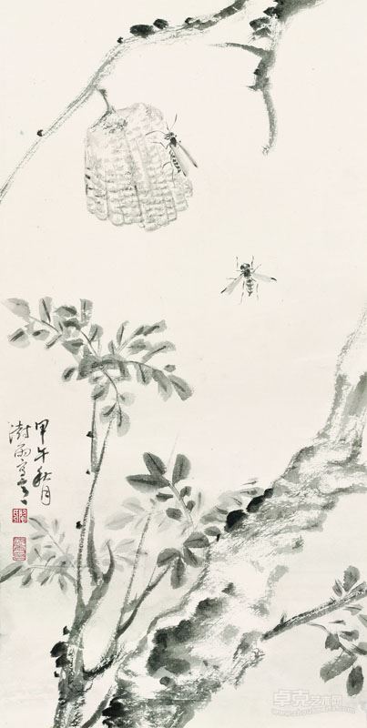 墨花工虫屏5  纸本水墨