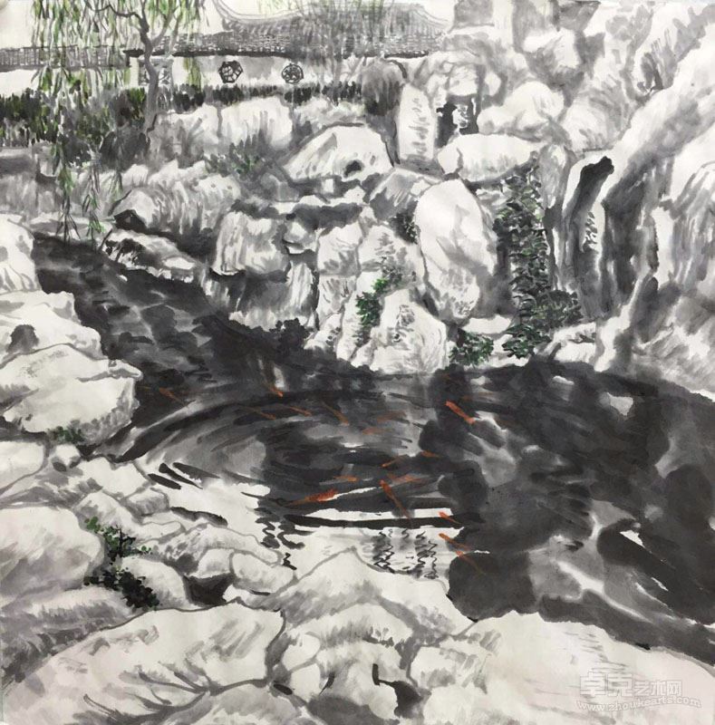 傅旭明《绿了柳叶，红了池鱼》