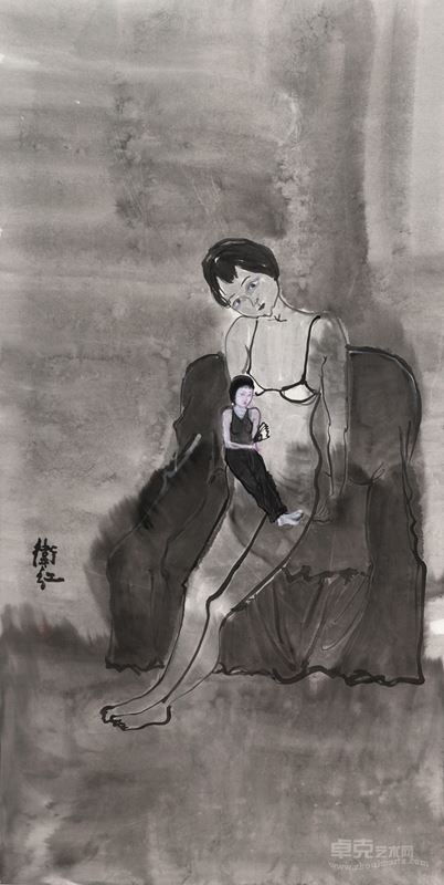 大女人，小女人 Big woman- small woman ◎ 135×68cm ◎ 纸本水墨 ink on paper ◎ 2009年