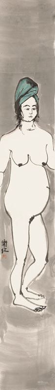 大孕妇 Big pregnant woman ◎ 240×34cm ◎ 纸本水墨 ink on paper ◎ 2014年