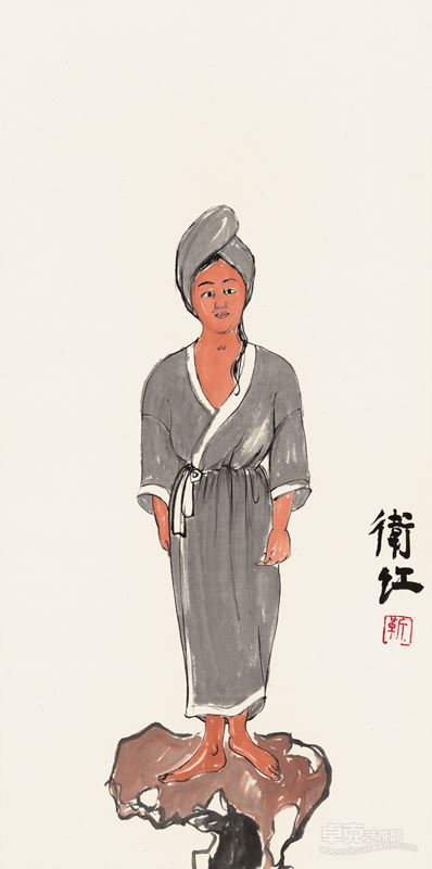 独立   靳卫红 纸本水70x35cm 2014
