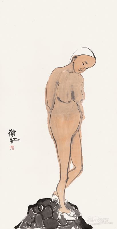 独立  136x68cm 纸本水墨   2012年