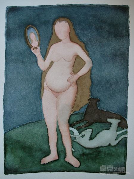 ）瑃燕 林中的苏菲 32x24cm 纸本水彩 2013