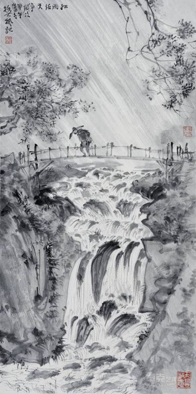 狂雨任天争/35×70cm/纸本水墨