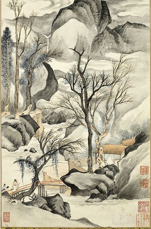 潘恭寿《山水人物图轴》
