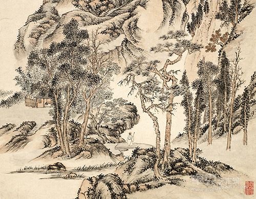 方士庶《山水图轴》