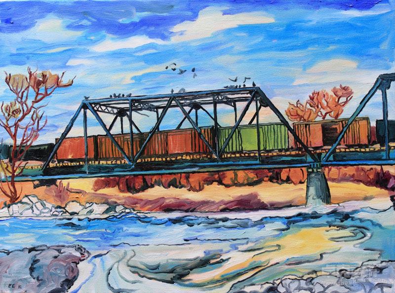 RR桥 RR Bridge  45x60cm  Oil on Canvas  2011 Edd Enders