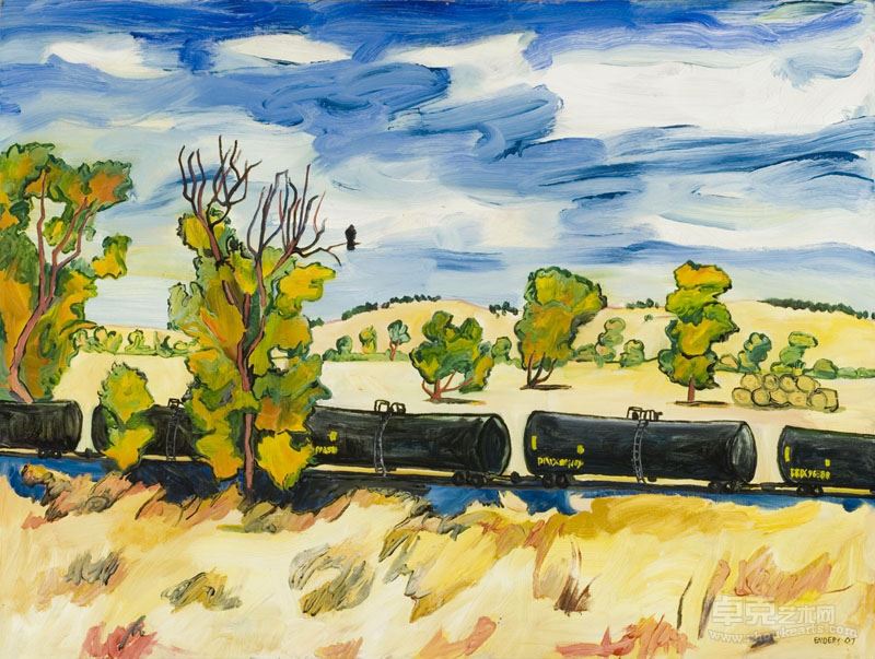 运油机车风景 Oil Tankers Landscape  Oil on board  75x100cm   2007 Edd Enders