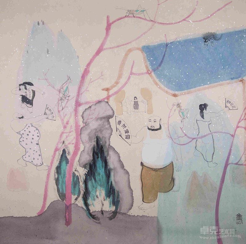 国画·魏全儒·花花世界系列68x68cm纸本设色2015年