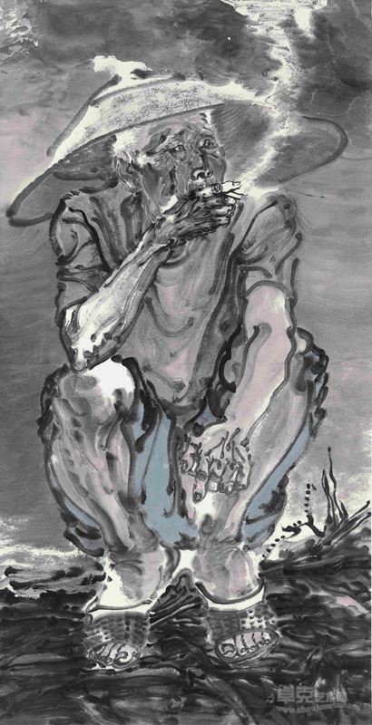 周乾华+《故土之二》69cmX138cm+纸本水墨++2010年