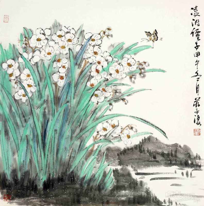 蒋鹏2014年68x68《凌波仙子》国画