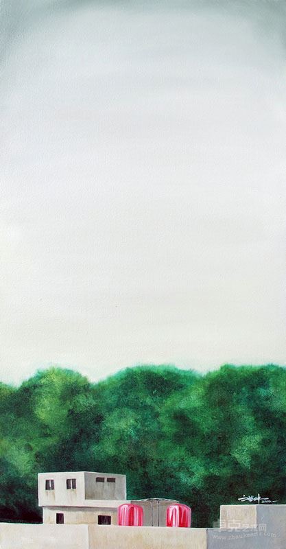 刘奎纬 《顶NO.1》 《Tops NO.1》_布面油画_oil on canvas_62x118.5cm_2014