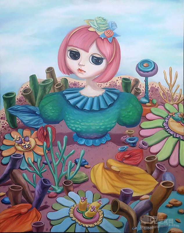 梁淑贤《婚照NO.5——I+am+coming+back》布上油画+90x70cm+2015年